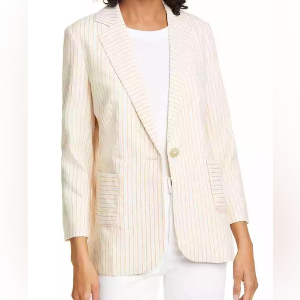 Ted Baker NWT Alta Colour by Numbers Cotton Linen Blend Striped Blazer 3346